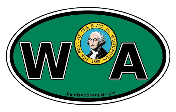 Washington WA Vinyl Sticker Oval For Cars, Any Surface – Lands & People