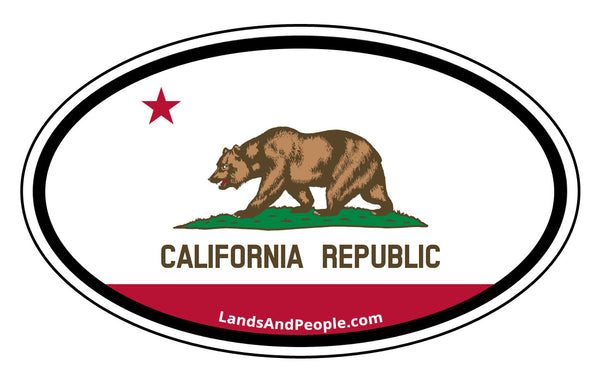 California CA Vinyl Sticker Oval For Cars, Any Surface – Lands & People